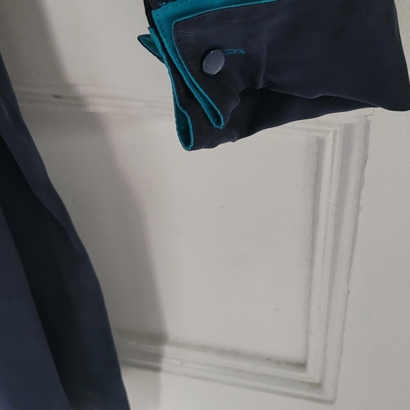 Equipment Ravena Navy Blue & Turquoise Silk Blend Dress - Size Medium NWT - Picture 8 of 10